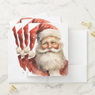 Retro Christmas Santa Claus Pocket Folder