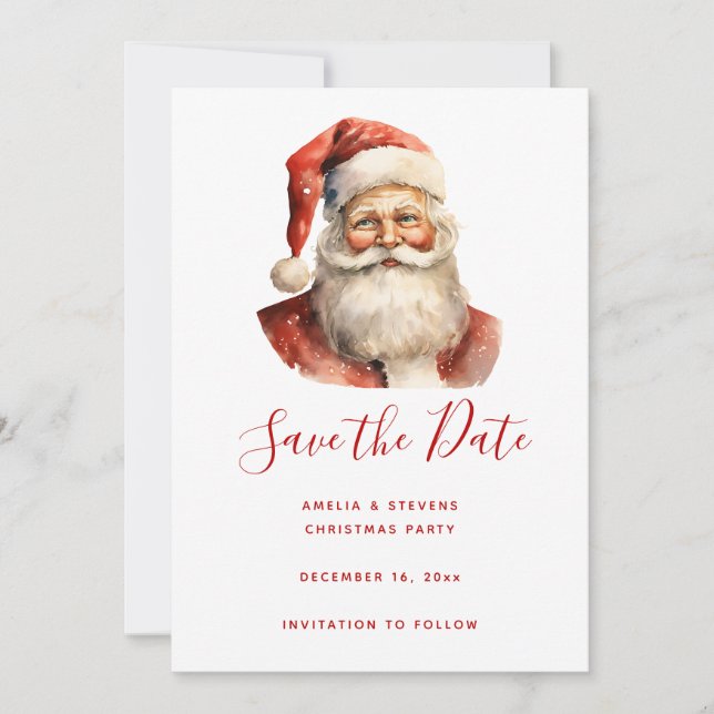 Retro Christmas Santa Claus Save The Date (Front)