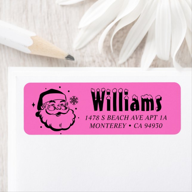 Retro Christmas Santa Claus Snow Return Address Label (Insitu)