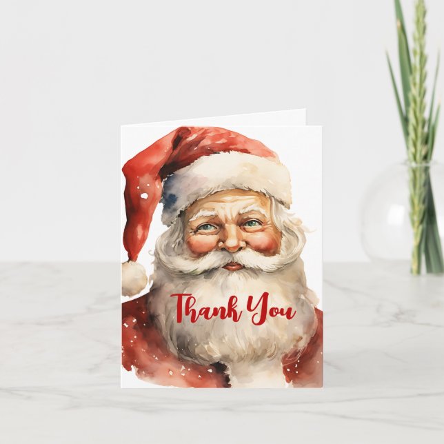 Retro Christmas Santa Claus Thank You Card (Front)