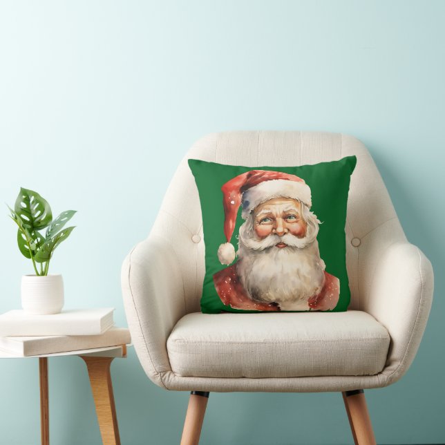 Retro Christmas Santa Claus Throw Pillow (Chair)