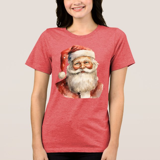 Retro Christmas Santa Claus Tri-Blend Shirt (Front)