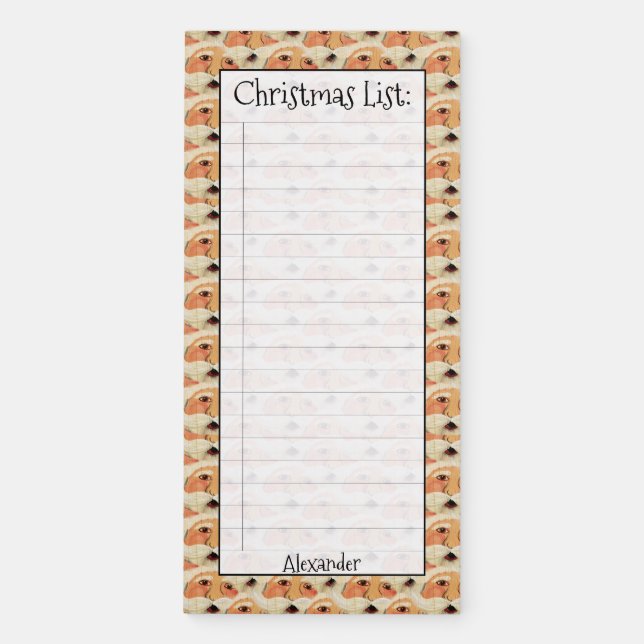 Retro Christmas Santa Clause Face Holiday Pattern Magnetic Notepad (Front)