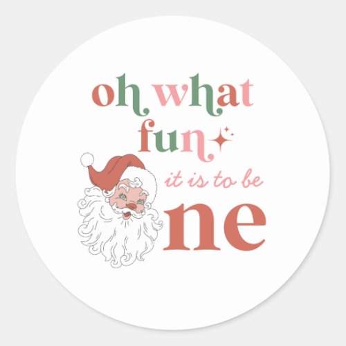 Retro Christmas Santa First Birthday Classic Round Classic Round Sticker