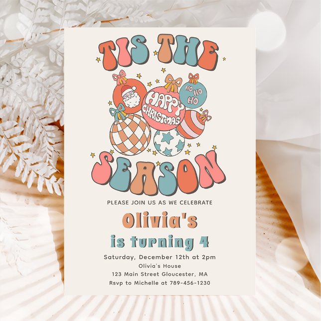 Retro Christmas Santa Holiday Birthday Invitation (Creator Uploaded)