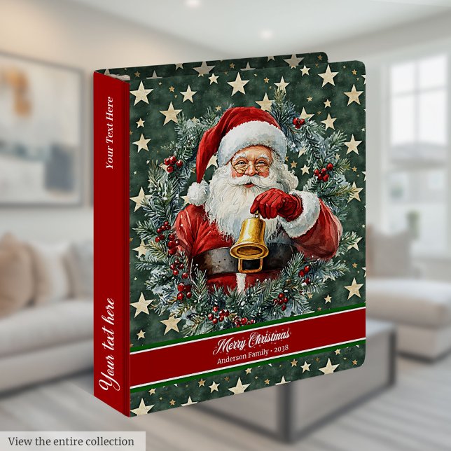Retro Christmas Santa recipe book with name 3 Ring Binder (Retro Christmas Santa recipe book with name 3 Ring Binder)