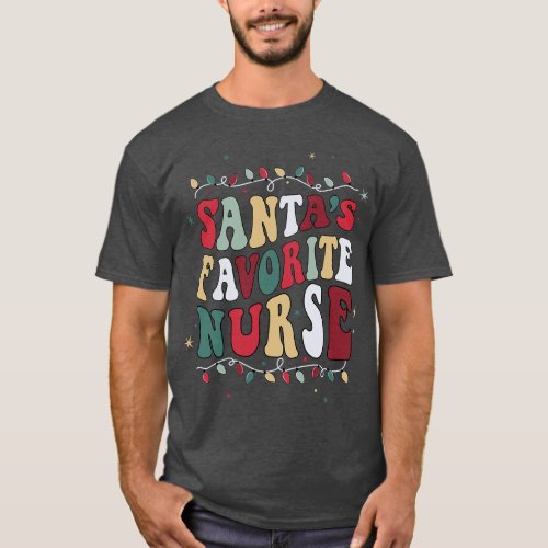 Retro Christmas Santa_s Favorite Nurse T_Shirt