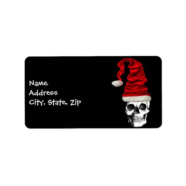 Retro Christmas Santa Skull Label (Front)