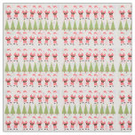 Retro Christmas Santa Trees Holiday Pattern Fabric