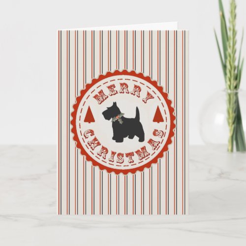 Retro Christmas Scottish Terrier Dog Custom Holiday Card