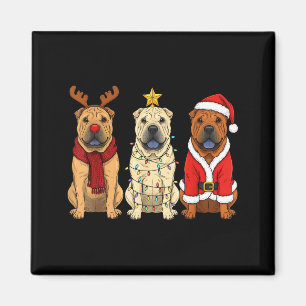 Retro Christmas Shar Pei Santa Reindeer Dog Lover Magnet