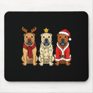Retro Christmas Shar Pei Santa Reindeer Dog Lover Mouse Pad