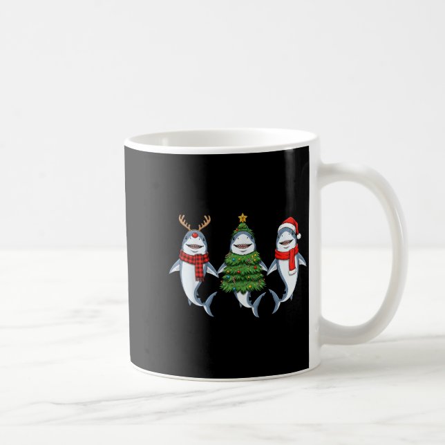Retro Christmas Shark Santa Reindeer  Coffee Mug (Right)