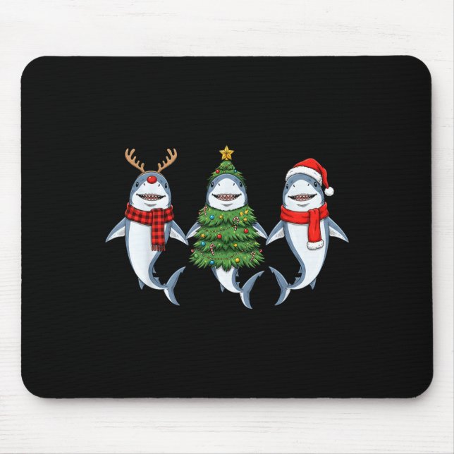 Retro Christmas Shark Santa Reindeer  Mouse Pad (Front)