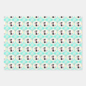 Retro Christmas Siamese Cat Ogee Pattern Wrapping Paper Sheets (Front 3)