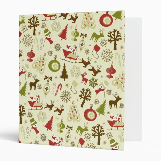 Retro Christmas Sketch Seamless Pattern Binder (Front/Inside)
