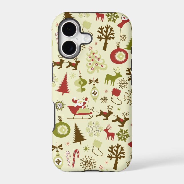 Retro Christmas Sketch Seamless Pattern Iphone Case (Back)