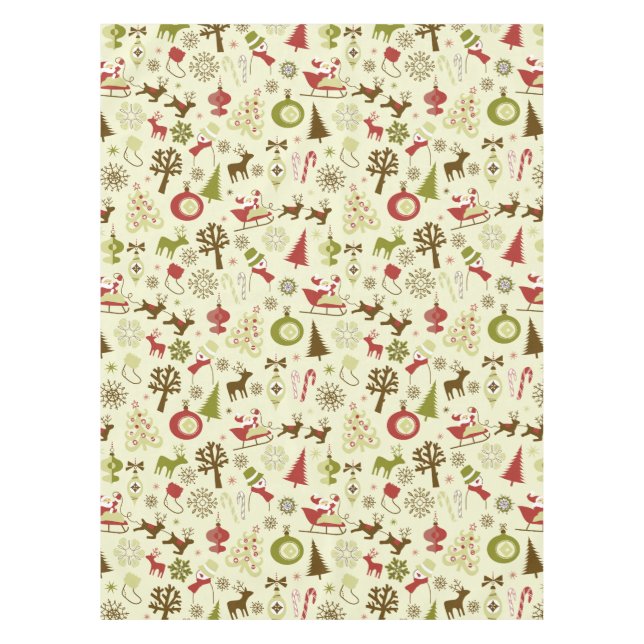 Retro Christmas Sketches Seamless Pattern Tablecloth (Front)