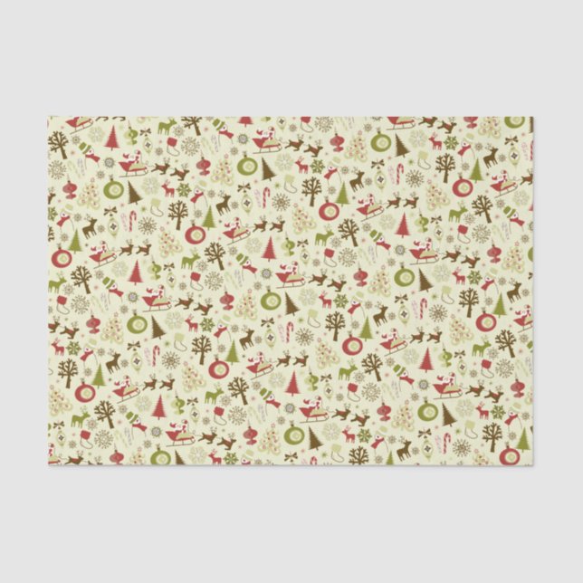 Retro Christmas Sketches Seamless Pattern Tissue Paper (Front)