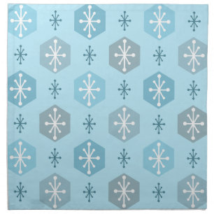 Retro Christmas Snowflakes Baby Blue Cloth Napkin