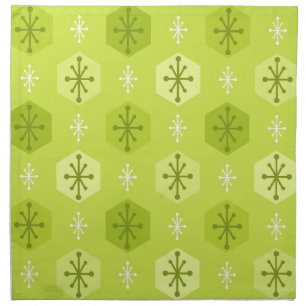 Retro Christmas Snowflakes Chartreuse Cloth Napkin