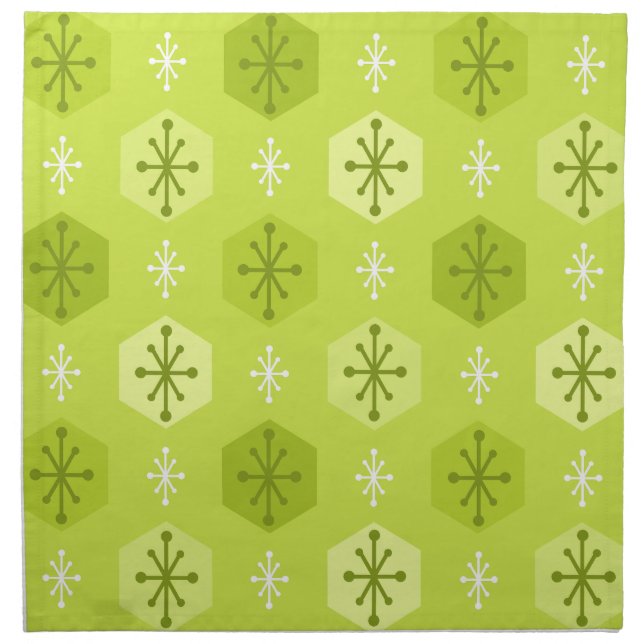 Retro Christmas Snowflakes Chartreuse Cloth Napkin (Front)