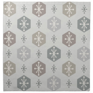 Retro Christmas Snowflakes Silver Gold Cloth Napkin