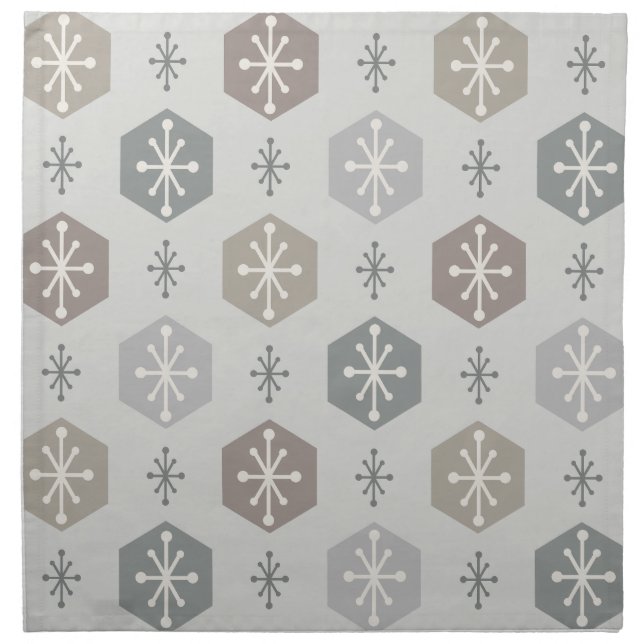 Retro Christmas Snowflakes Silver Gold Cloth Napkin (Front)