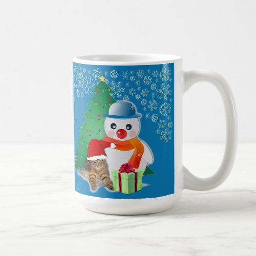 Retro Christmas Snowman and Snowflake  Coffee Mug