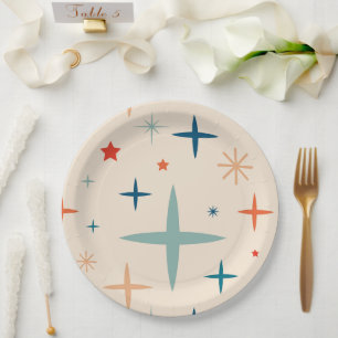 Retro Christmas Sparkle Holiday Party Paper Plates
