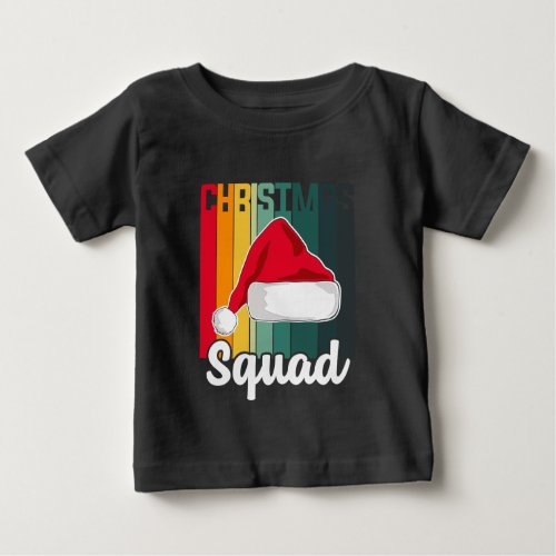 Retro Christmas Squad Santa Hat Festive Baby T_Shirt