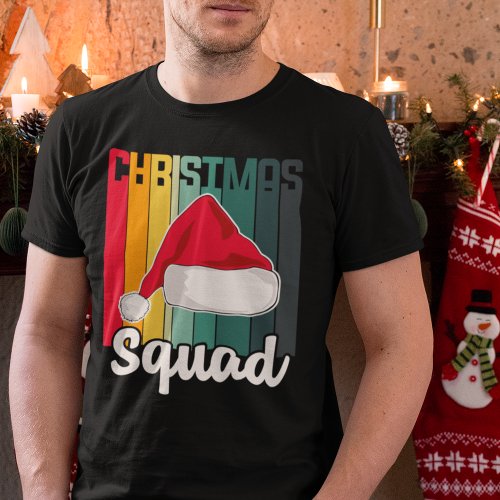 Retro Christmas Squad Santa Hat Festive T_Shirt