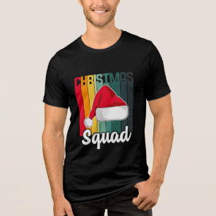 Retro Christmas Squad Santa Hat Festive Tri-Blend Shirt