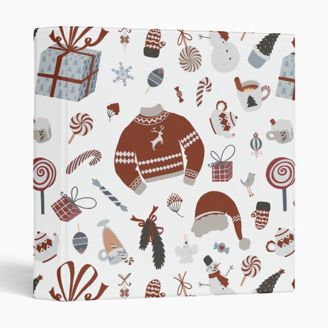 Retro Christmas Sweater Pattern  3 Ring Binder (Front/Spine)