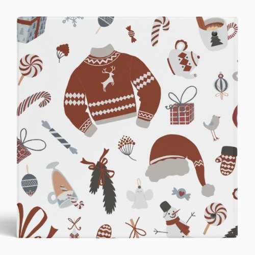 Retro Christmas Sweater Pattern  3 Ring Binder