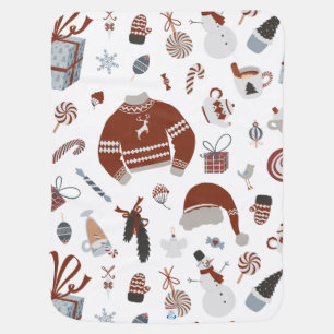 Retro Christmas Sweater Pattern Baby Blanket