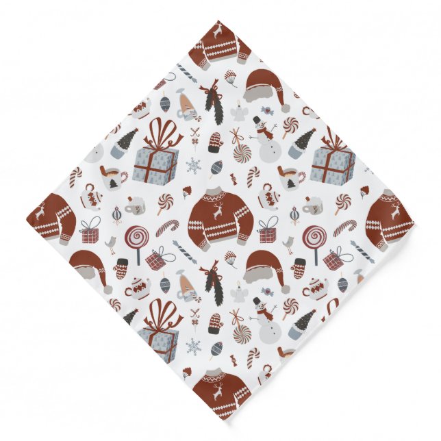 Retro Christmas Sweater Pattern  Bandana (Front)