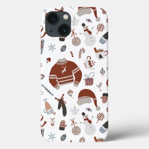 Retro Christmas Sweater Pattern  iPhone 13 Case