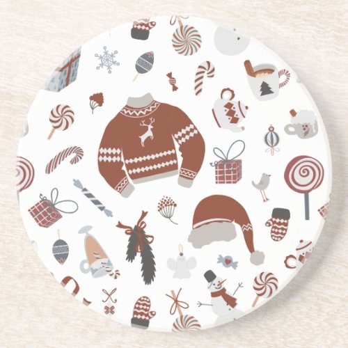 Retro Christmas Sweater Pattern  Coaster