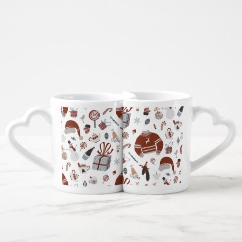 Retro Christmas Sweater Pattern  Coffee Mug Set