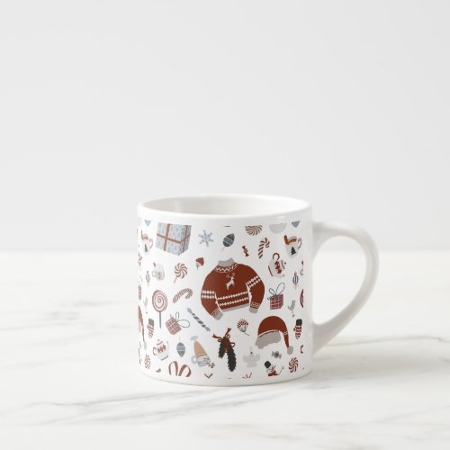 Retro Christmas Sweater Pattern  Espresso Cup