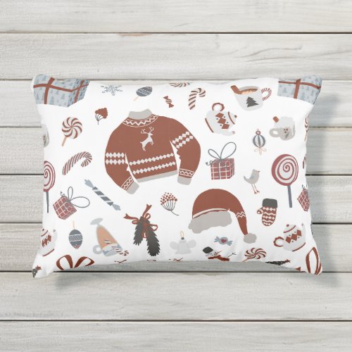 Retro Christmas Sweater Pattern  Outdoor Pillow