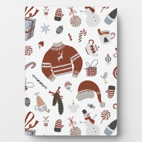 Retro Christmas Sweater Pattern  Plaque