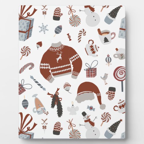 Retro Christmas Sweater Pattern  Plaque