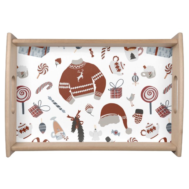 Retro Christmas Sweater Pattern  Serving Tray (Front)