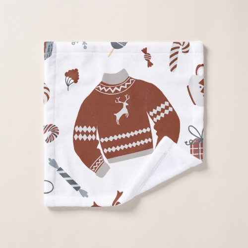 Retro Christmas Sweater Pattern  Wash Cloth