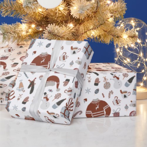 Retro Christmas Sweater Pattern  Wrapping Paper