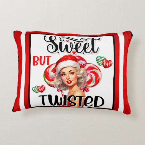 Retro Christmas Sweet n Twisted Pinup Accent Pillow