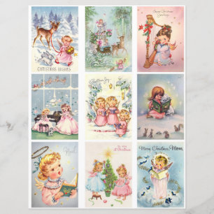 Retro Christmas Tags Clipart Sheet