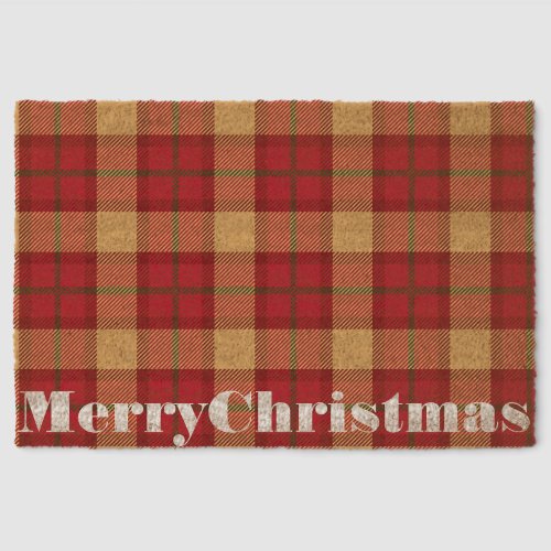 Retro Christmas Tartan Plaid Fiber Doormat Retro Christmas Tartan Plaid Fiber Doormat